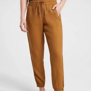 Athleta Cabo Jogger Linen Pants Ochre size 2 EUC